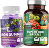 N1N Premium Iron Gummies 11 Powerful Ingredients and Organic Superfood Greens 28 Powerful Ingredients to Support Brain Functions and Boost Immunity 2 Pack Bundle