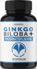 Havasu Nutrition Ginkgo Biloba NonGMO 120mg Supports Brain Health Mental Alertness Memory  Focus  60 Capsules