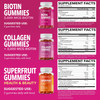 Biotin Collagen and Superfruit Gummies Bundle for Hair Skin and Nails Growth Ultimate Hair Growth Supplement with 5000mcg Type I and III with Zinc Vitamin E  C and 3000mcg Biotin