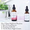 Nighttime Routine Bundle by Eva Naturals  Skin Firming Serum 2oz Vanilla Bean Night Cream 4oz and Rosehip Seed Oil 1oz