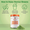 Genius Super Greens Powder Nootropic Supplement Organic Spirulina Powder w/ Lions Mane Kale and Antioxidants  Amazing Green Superfood Juice  Smoothie Mix For Energy Immunity Booster  Vibrance