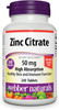Webber Naturals Zinc Citrate 50 mg 240 Tablets Highly Absorbable for Immune Skin and Prostate Support Free of Dairy and Gluten Vegan