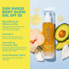 Kopari Sun Shield Body Glow | SPF 50 UV Protection Sheer Mineral Sunscreen Gold Shimmer Mica | Sweat and Water Resistant | Antioxidant Vitamin E Vegan Cruelty Free | Macadamia Hibiscus Avocado Coconut Oils