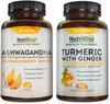 Ashwagandha + Turmeric with Ginger Maximum Strength to Support Relaxation and Wellbeing - Gluten-Free Adaptogenic Supplement for Immune & Sleep Support for Women, Men & Adults