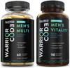 Warrior Code Mens Vitality + Mens Multi - Testosterone & Multivitamin Bundle with Vitamin B-Complex, D3, C, E & Zinc + Herbs with Ashwagandha for Complete Mens Health Support
