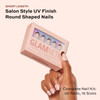 Glamnetic French Press, Press On Nails and Brush On Nail Glue | Short Round Brown French Tip Nails | Mess Free, Brush Tip Applicator | 30 Nails with Glue