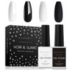 Makartt Black White Nail Polish Gel Set Bundle with Makartt Clear Blooming Gel15ml UV LED Soak Off Nail Art Polish for Spreading Effect