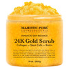 Majestic Pure 24K Gold Scrub - Biotin, Collagen, VitaminE & Stem Cell - Exfoliating Body Scrub, Skin Moisturizer, Pore Cleanser & Body Exfoliator - Natural Skin Care - 24k Scrub For Men & Women - 10oz