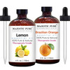 Lemon Essential Oil and Orange Essential Oil Bundle by Majestic Pure - Great Combo for Aromatherapy, Massage, Topical and Household Uses