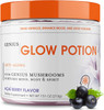 Genius Glow Potion, Anti-Aging Supplement, Acai Berry Powder - Beauty Supplements for Glowing Skin with Genius Mushrooms - All-in-One Wrinkle, Fine Line, Dark Spot Remover & Boosts Skin Repair