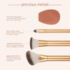 EcoTools Precious Metals Face Blend & Sculpt Set, Makeup Brush Kit, Foundation Brush, Ecofriendly Makeup Brush Kit, Recycled Aluminum, Chrome, Precision, 4 Piece Set