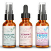 Natural Firm & Glow Skincare Set of 3 Serums  Skin Care Products With 20% Vitamin C Serum, Peptide Complex Serum, Niacinamide Vitamin B3 Serum - Peptides Serum for Face - Face Serum by Eva Naturals