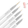 Modelones Nail Brushes for Nail Art Detail Liner Brushes Thin Nail Art Designs Brush Pen Set Nails Gel Polish Painting with Hexagonal Shape Easy Hold Sizes 5/7/9/11/20mm, 5Pcs
