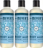Mrs. Meyer's Moisturizing Body Wash for Women and Men, Biodegradable Shower Gel Formula Made with Essential Oils, Rain Water, 16 oz Bottle, Pack of 3