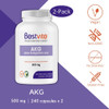 AKG (Alpha Ketoglutaric Acid) 500mg (480 Vegetarian Capsules) (240 x 2) - No Stearates - Vegan - Non GMO - Gluten Free - AKG Supplement
