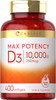 Carlyle Vitamin D 10000 Iu 400 Softgels | Value Size | Max Potency | Non-Gmo, Gluten Free Supplement