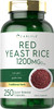 Carlyle Red Yeast Rice 1200 mg | 250 Capsules | Non-GMO, Gluten Free Supplement