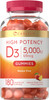 Carlyle Vitamin D Gummies | 5000iu | 180 Count | Vegetarian, Non-GMO, and Gluten Free Formula | High Potency Vitamin D3 Supplement | Natural Peach Flavored Gummy