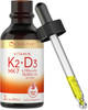 Carlyle Liquid Vitamin K2 MK-7 and D3 | 2 Fl Oz Drops | Vegetarian, Non-GMO, Gluten Free Supplement