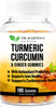 Turmeric Curcumin Gummies with Ginger 180 Count | For Comfort, Joint Support, Inflammatory Responses, Cardiovascular Health & Anti-Aging Supplement