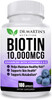 Biotin 10000 Mcg Enhanced With Vitamin D & E | 180 Count| For Healthy Hair, Skin & Nails | Energy Support | Vitamin B7 | Non-Gmo | Usa Formulated