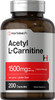 Acetyl L-Carnitine 1500 mg 200 Capsules | ALCAR | Non-GMO, Gluten Free | by Horbaach