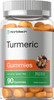 Turmeric Gummies | 90 Count | Mango & Peach Flavor | Turmeric Curcumin with Ginger | Vegan Non-GMO & Gluten Free Supplement | by Horbaach