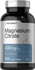 Magnesium Citrate | 400mg | 200 Coated Caplets | Vegetarian, Non-GMO, and Gluten Free Supplement | by Horbaach