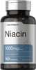 Niacin Vitamin B3 1000mg | 100 Capsules | with Flushing | Non-GMO, and Gluten Free Supplement | by Horbaach