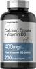 Calcium Citrate with Vitamin D3 | 200 Caplets | Vegetarian Supplement | Non-GMO, Gluten Free | by Horbaach