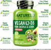 NATURELO Vegan K2+D3 - Plant Based D3 from Lichen - Natural D3 Supplement for Immune System, Bone Support, Joint Health - Whole Food - Vegan - Non-GMO - Gluten Free (60 Count (Pack of 1))