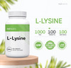 Nui Nutra L-Lysine Tablets Supplement | 1000mg | 100 Tablets | Skin, Bone, Lip, & Gum Support | Promotes Healthy Tissue and Collagen Levels | Non-GMO & Gluten Free | for Men & Women