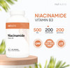 Nui Nutra Niacinamide Flush Free Form of Vitamin B3 Nicotinamide Supplement | 500mg | 200 Capsules | Supports Skin, Joints, and Heart | Gluten Free