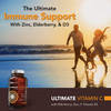 Ultimate Vitamin C 2000 Mg With Full Servings Of Zinc, Elderberry, & Vitamin D3 - Advanced Immune Support & Antioxidant Supplement - 120 Vegan Tablets