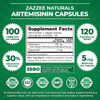 Zazzee Artemisinin, 100 mg per Capsule, 120 Vegan Capsules, 4 Month Supply, Plus 5 mg BioPerine for Enhanced Absorption, Sweet Wormwood Extract, Vegan and Non-GMO
