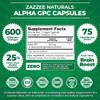 Zazzee Alpha GPC Choline 600 mg per Serving, 75 Count, Vegan, Support for Overall Brain Function, Memory, Focus and Concentration