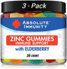 Absolute Immunity ZINC and Elderberry Gummies  Immune System Health  Adults and Kids 30ct. 3 Pack