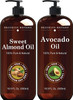 Brooklyn Botany Sweet Almond Oil and Avocado Oil for Skin and Hair  100 Pure and Cold Pressed  Carrier Oil for Essential Oils Aromatherapy and Massage  Moisturizing Skin Hair and Face  16 fl Oz