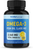 Omega3 Fish Oil Supplement 3600 mg  EPA  DHA  Best Source of Omega 3  Ultimate Brain Heart and Joint Support for Men  Women  Non GMO Burpless Lemon Softgel Capsules 2000mg Plus 120 Pills