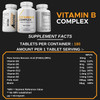 Vitamin B Complex - 180 High Strength Tablets 100 NRV% - 8 Essential B Vitamins - Vitamins B1, B2, B3, B5, B6, B12, Biotin & Folic Acid - UK Made Vegetarian & Vegan