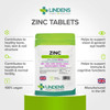 Lindens Zinc Citrate 50mg - 100 Vegan Tablets - Immune Function, Fertility, Healthy Bones, Vision, Hair, Nails and Skin - Made in The UK | (3+ Months Supply) | Letterbox Friendly