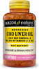 Mason Natural Norwegian Cod Liver Oil 1000 mg Plus Omega-3 with Vitamins A and D3 - Healthy Heart and Brain Function, Improved Immunity, Supports Overall Health, 100 Softgels