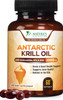 Antarctic Krill Oil 1000mg Extra Strength with Omega-3s, EPA, DHA, Astaxanthin & Phospholipids - Omega 3 Fatty Acids Supplement for Supporting Brain, Heart & Joints, Non-GMO - 60 Softgels