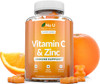 Vitamin C and Zinc Gummies for Adults & Kids - 90 Gummies - 45 Day Supply - 60mg Vitamin C as Ascorbic Acid - Orange Flavoured Chewable Gummy Supplement