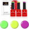 BLUESKY Gel Nail Polish Set, Neon Rainbow. Tropical Magenta Neon15, Yellow Tastic Neon08, Lime Neon02. 3 X 5Ml. Pink, Green (Requires Curing Under Uv/Led Lamp)