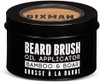 6IXMAN - BEARD BRUSH - BAMBOO AND BOAR BRISTLE  For Short to Medium Beards, Easy-grip handle, Travel Friendly, Exfoliating, Beard Oil Applicator  Includes Travel Tin