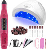 Boobeen 48W LED Nail Lamp with Portable Electric Nail Drill Kit - 6 Pieces Changeable Drills - Acrylic Nail Lamp Tools