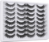 Cat Eye Lashes Pack False Eyelashes Full Fluffy Medium Volume 3D Faux Mink Lashes Wispy 4 Styles 17-19mm Soft Reusable Handmade Fake Eyelashes, 16 Pairs Pack by Pawotence