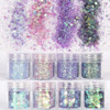COKOHAPPY 8 Boxes 10ml Holographic Mermaid Dreams Chunky Glitter Sequins Iridescent Flakes Hexagon Tips Mixed Paillette Face Eyes Body Hair Nail Art