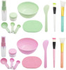 DIY Facemask Mixing Tool Set,DanziX DIY Face Mask Mixing Bowl Kit with Silicone Brushes Facial Mask Bowl Stick Spatula Spray Bottle(Green&Pink,2 Set,10 In 1)